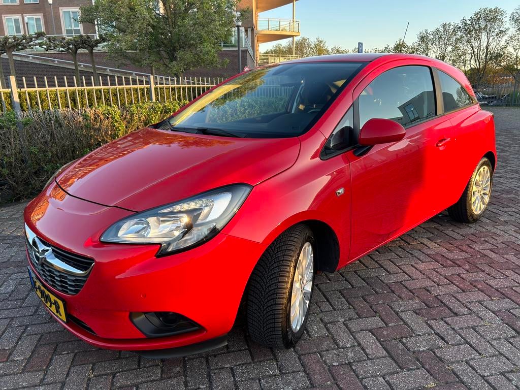 Opel Corsa 1.0 Turbo /90PK 3D 2016 Rood dealer onderhouden, Voorwielaandrijving, Euro 5, Zwart, Origineel Nederlands