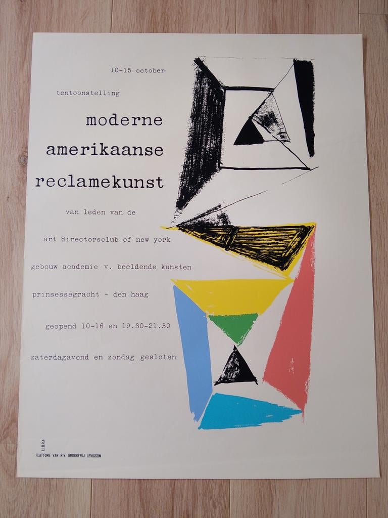 Vintage Poster: Moderne Amerikaanse Reclamekunst, Gebruikt, Vierkant, Ophalen of Verzenden, A1 t/m A3