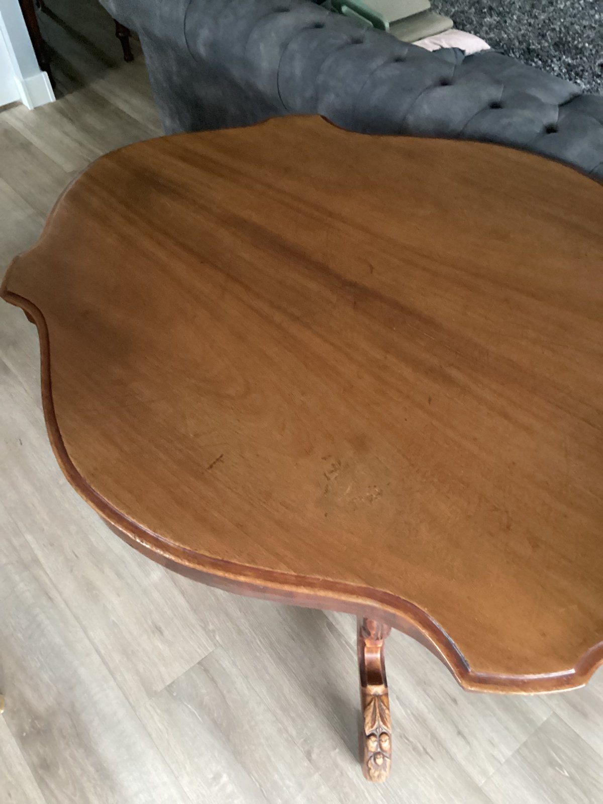 Biedermeier mahoniehouten eettafel, Ophalen