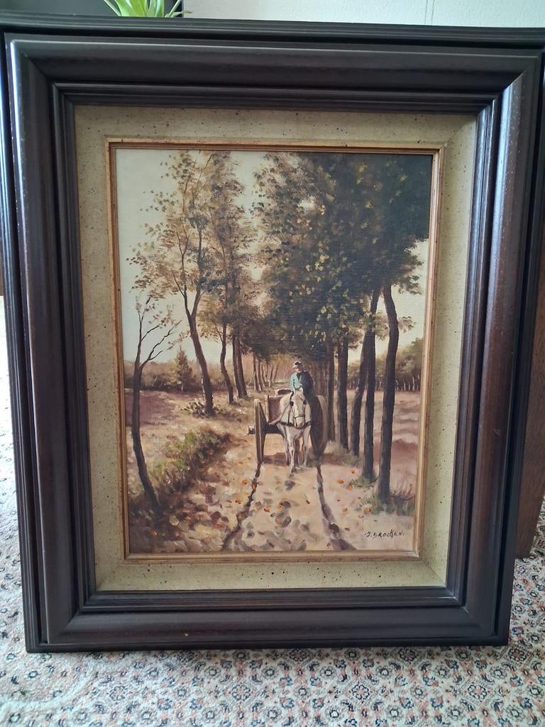 Schilderij 'Karretje op 'n Zandweg' door J. Brokken (1982), Ophalen