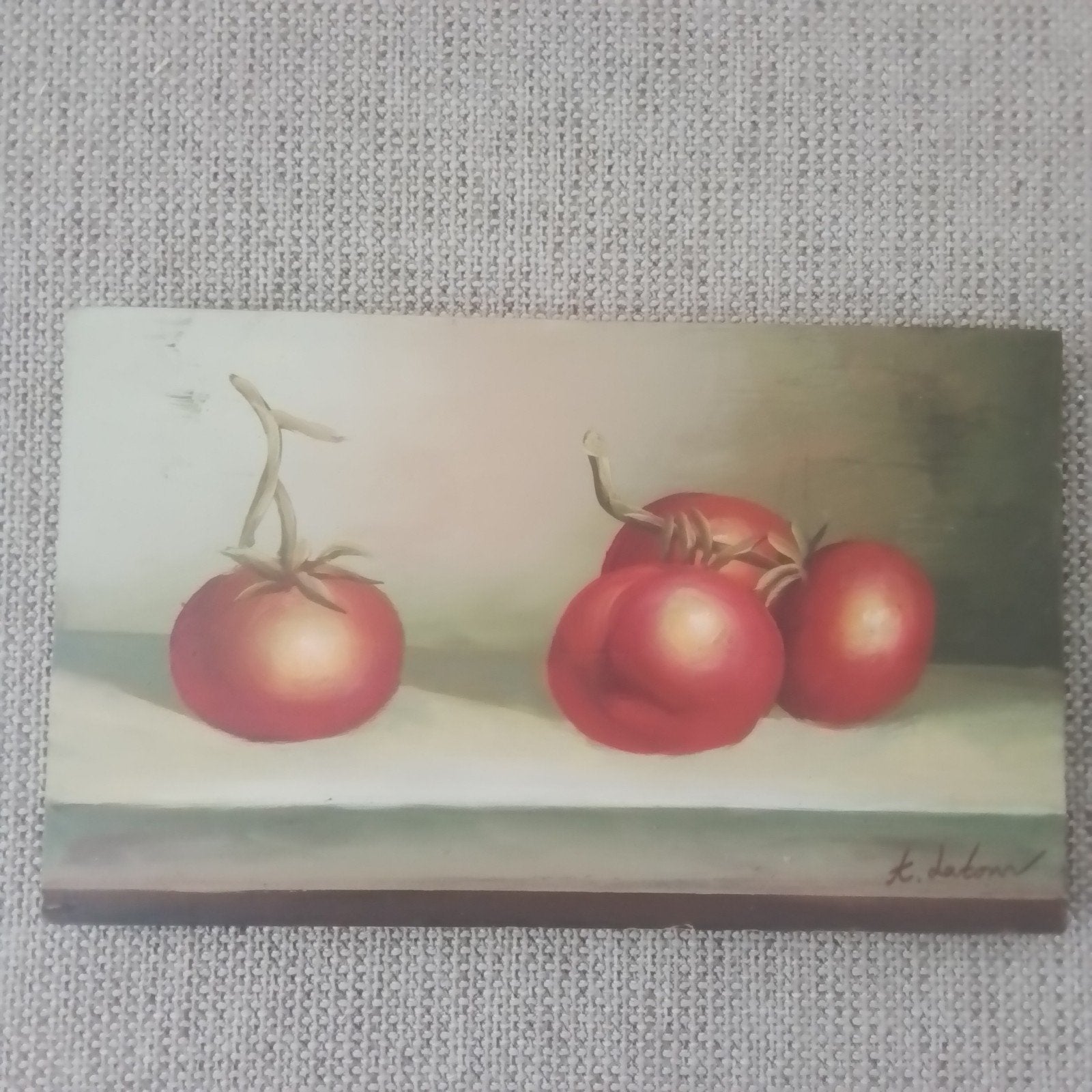 Frans stilleven met tomaten, olie op hout, Ophalen of Verzenden