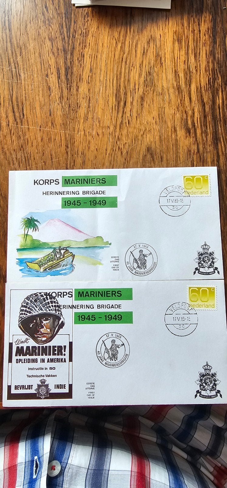 2 enveloppen Korps Mariniers Herinnering Brigade 1945-1949, Verzenden