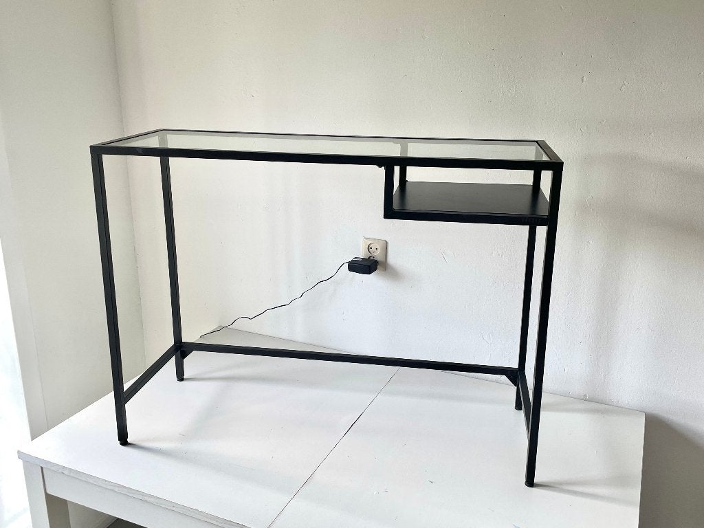 IKEA VITTSJÖ laptoptafel – zwart/bruin – 100  36 cm, Ophalen, Zwart, Gebruikt, 36 cm