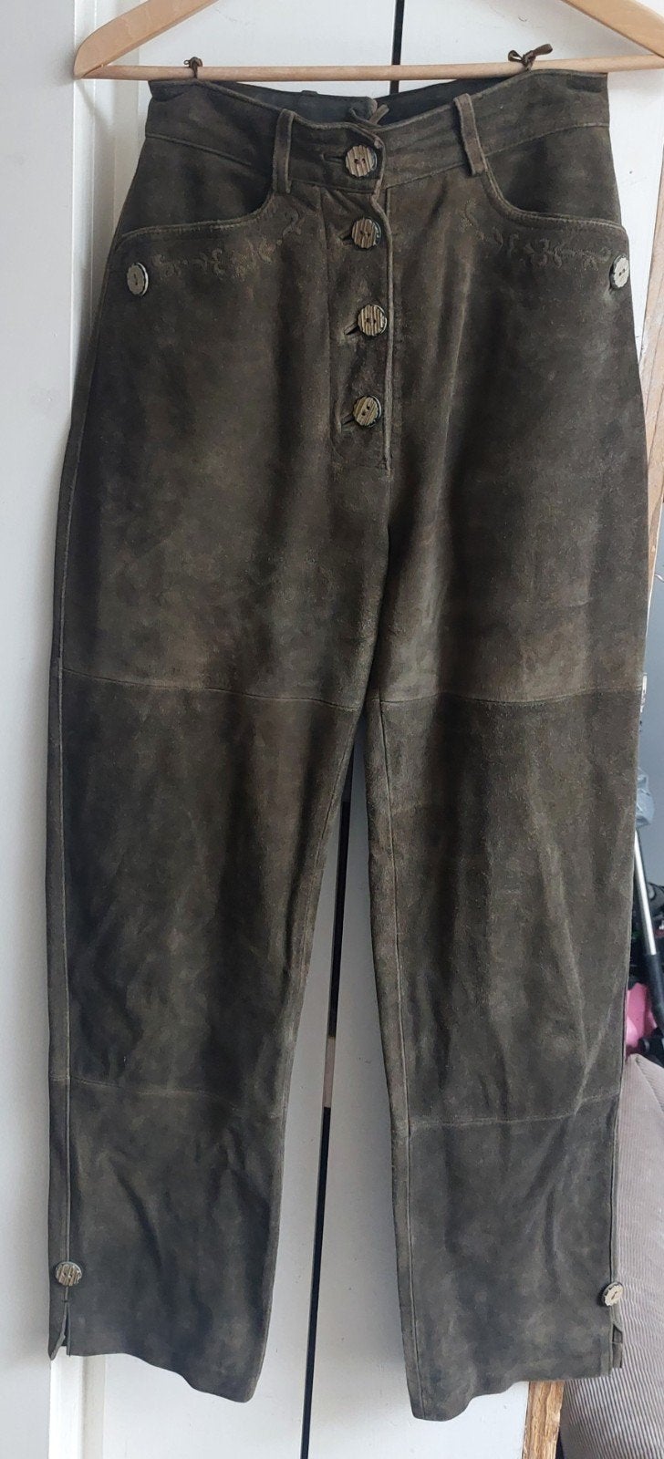 Prachtige Vintage Distler Original Suède Lederhose – Maat 38, ., Ophalen of Verzenden, Oktoberfest, Gedragen