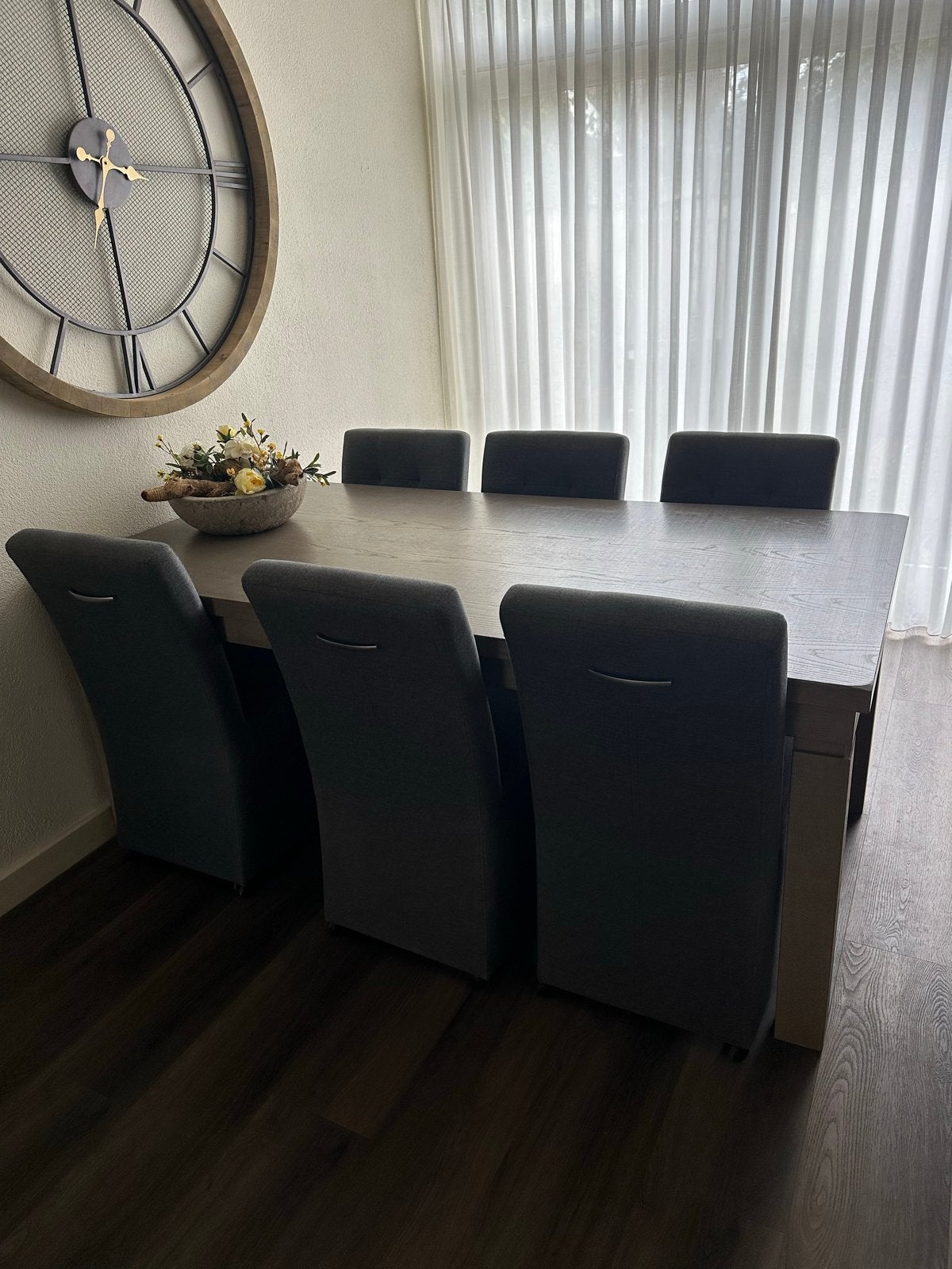 Eettafel met 6 stoelen, Ophalen, Gebruikt, 50 tot 100 cm, Vijf personen of meer