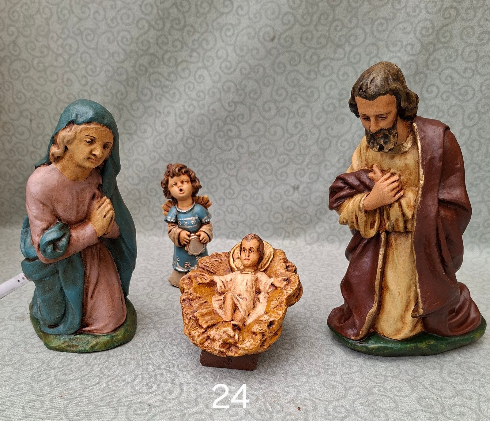 Kerststal beeldjes set - Jozef, Maria, Jezus en engel, Diversen, Ophalen of Verzenden, Zo goed als nieuw