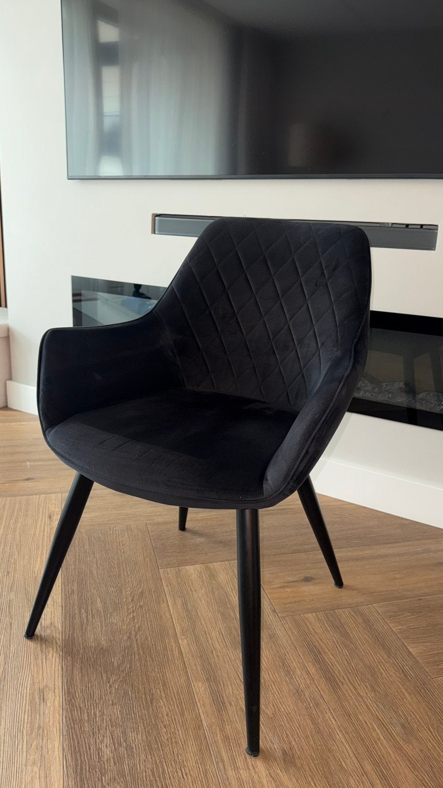 6 zwarte  eetkamer stoelen, Ophalen, Gebruikt, Zwart, Stof