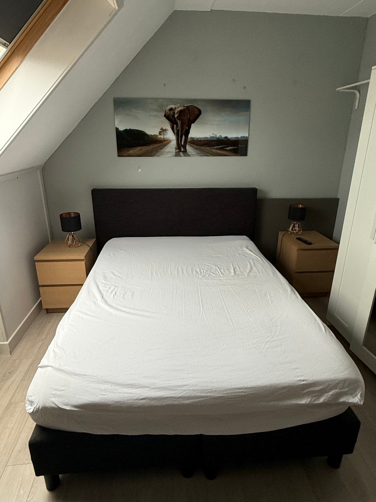 Tweepersoonsbed 140x200 cm inclusief topper, Ophalen, Gebruikt, Zwart, Tweepersoons