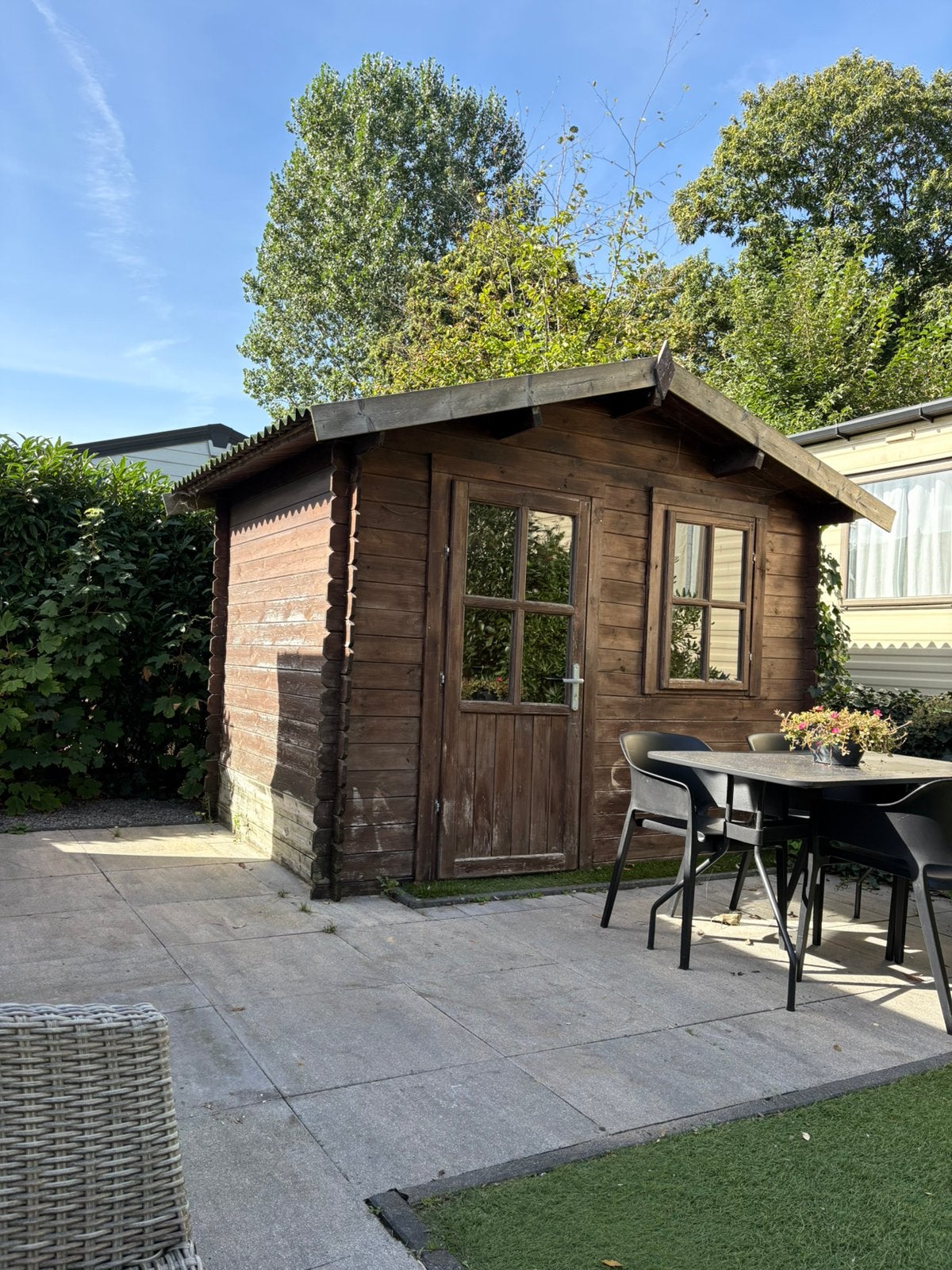 Houten tuinhuis / blokhut 2  3 meter – zelf demonteren, Ophalen, 250 tot 500 cm, Blokhut, 1 raam