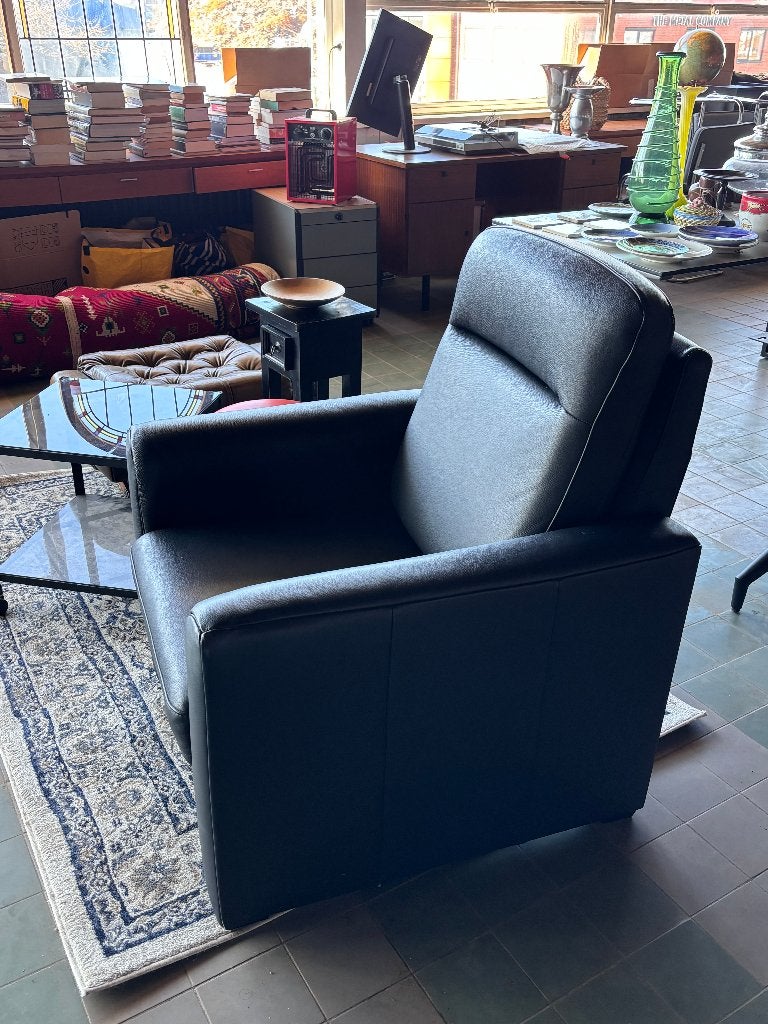 Zwarte leren fauteuil armstoel clubstoel  CS26543, Huis en Inrichting, Ophalen, Gebruikt, Klassiek, 75 tot 100 cm