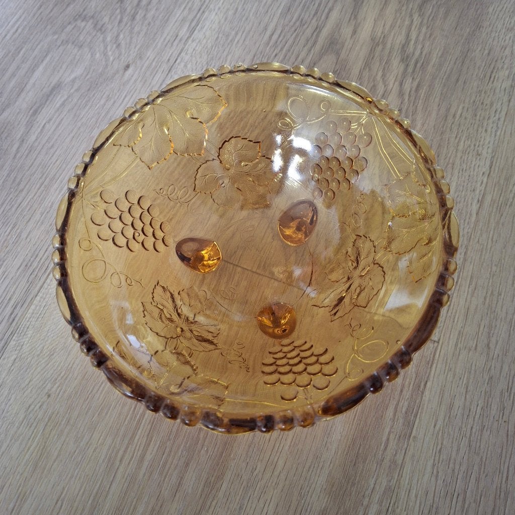 Vintage glazen presenteerschaaltje Amberkleurig, Ophalen of Verzenden