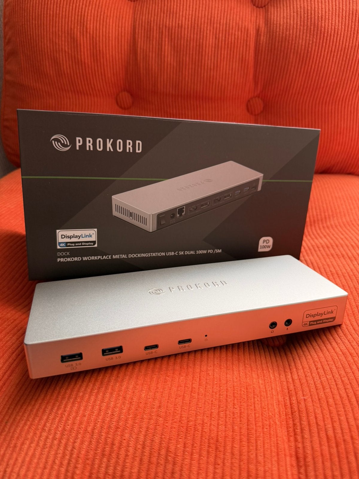 Prokord USB-C Dual 4K DisplayLink Docking Station, Ophalen, Zo goed als nieuw, Docking station, Laptop