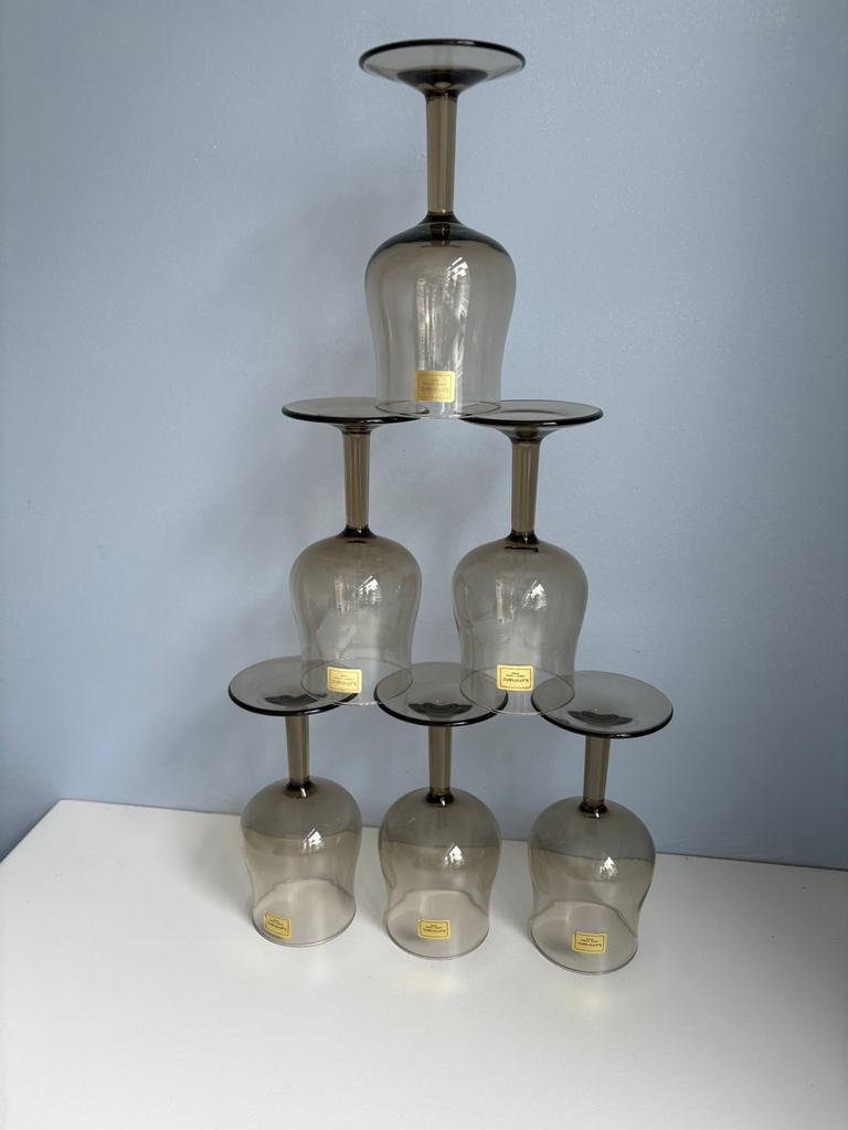 Luminarc jaren 70, rookglas wijnglazen, Ophalen of Verzenden