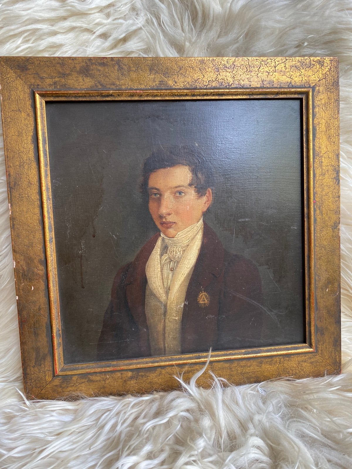 Olieverfportret op Paneel , 1831 (Biedermeier/Romantiek), Paneel, Portret of Personen, Ophalen of Verzenden, Olieverf