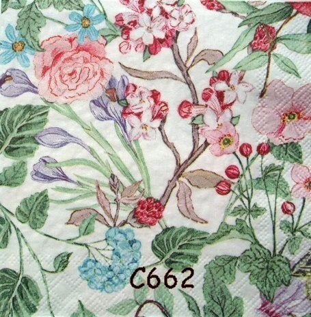 Servetten decoupage/bullet journal – bloemen C662, Verzenden, Nieuw
