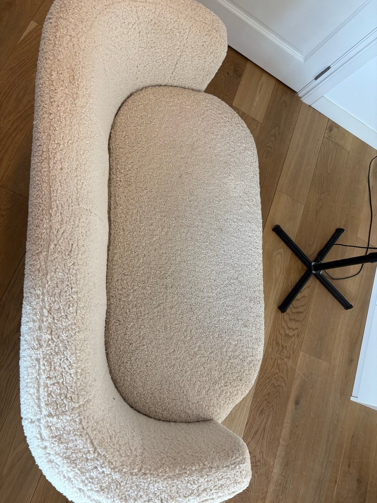 Crèmekleurige Teddy Stof Bank Jysk, 150 tot 200 cm, Tweepersoons, 75 tot 100 cm, Ophalen of Verzenden