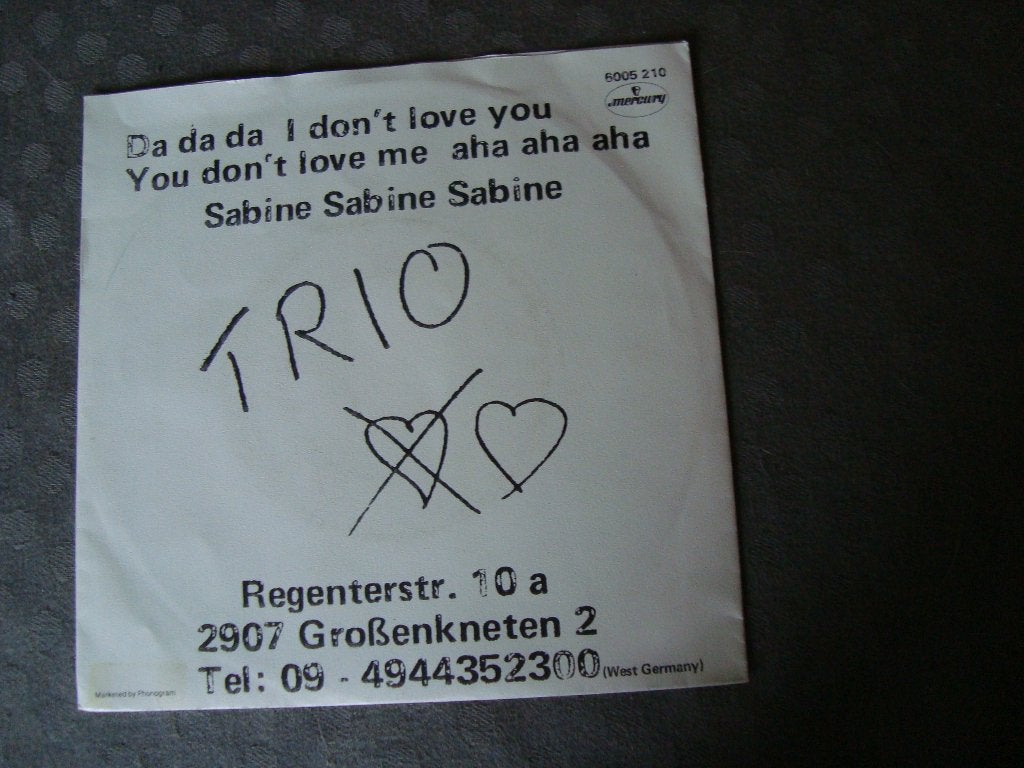 Trio- da da da i dont love you you don't love me aha aha aha, Ophalen of Verzenden, Zo goed als nieuw, Pop, Single