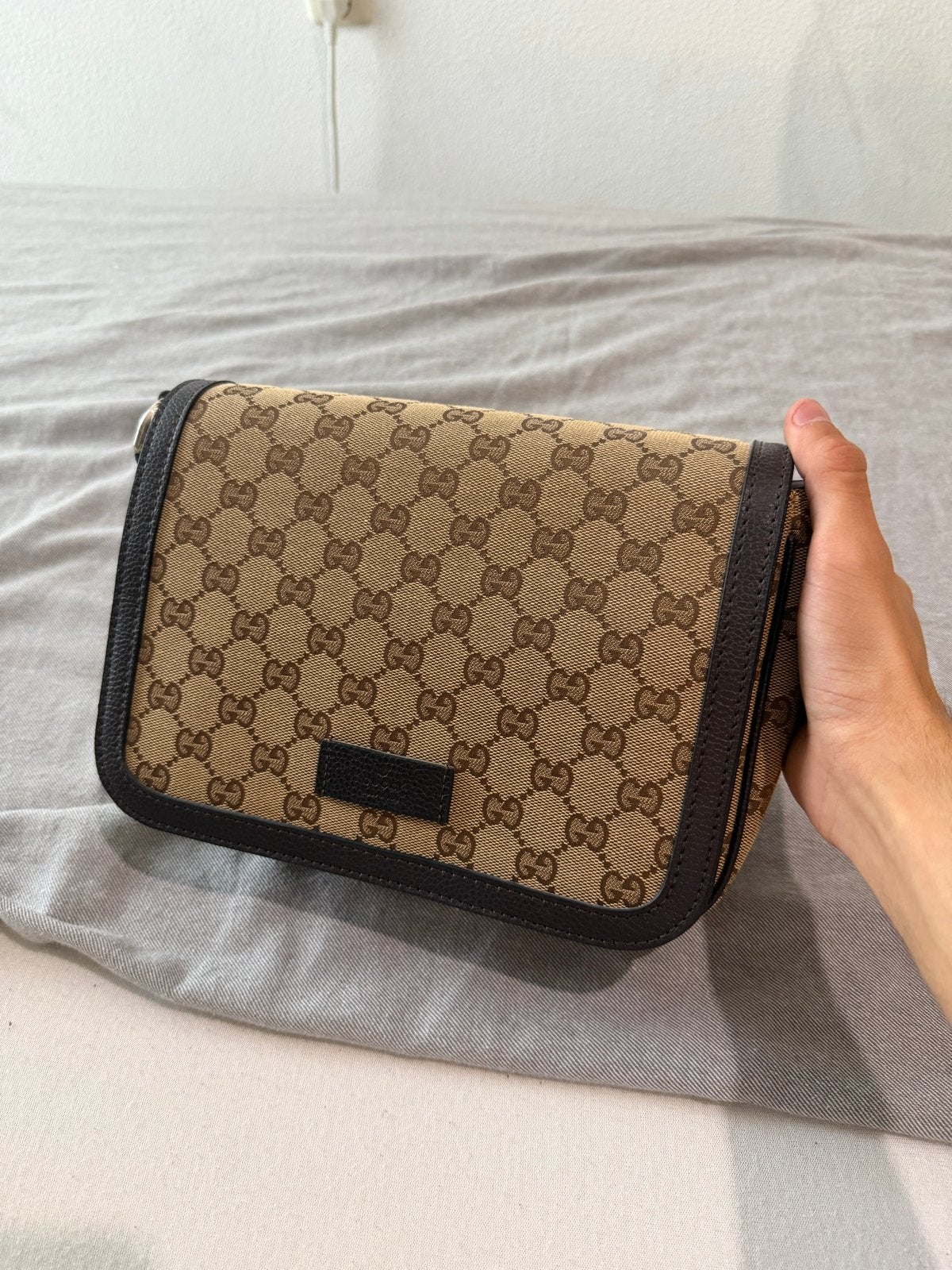 Gucci GG Supreme Schoudertasje, Verzenden, Zo goed als nieuw, Bruin, Schoudertasje