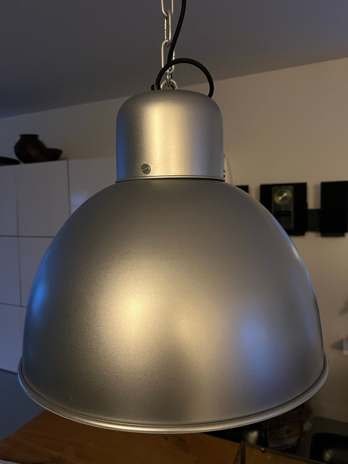 VTwonen 2 industriële hanglampen, zilverkleurig, Ophalen, Gebruikt, Metaal, E27 (groot)