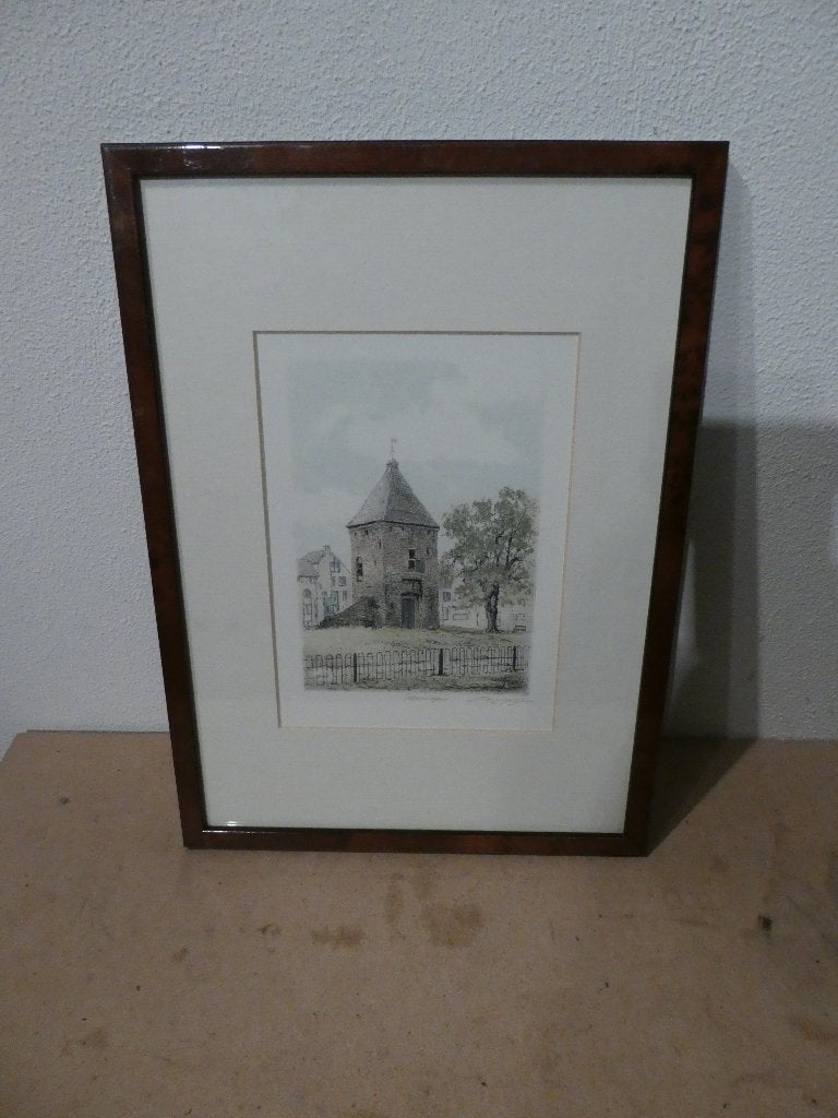 ets torentje van Beuningen, Antiek en Kunst, Kunst | Etsen en Gravures, Ophalen of Verzenden, 37 cm, 27 cm