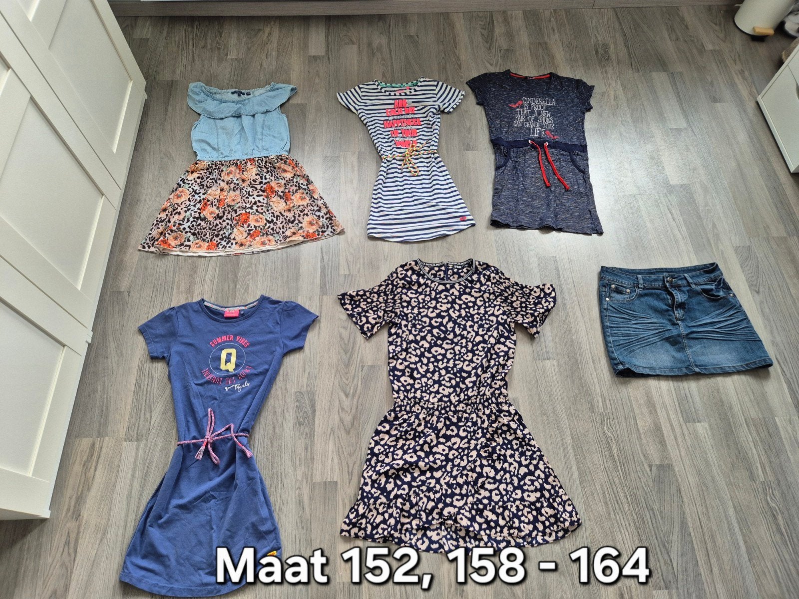 Pakket jurkjes en 1 rokje draagmaat 152, 158 - 164, Kinderen en Baby's, Meisje, Ophalen of Verzenden, Zo goed als nieuw, Jurk of Rok