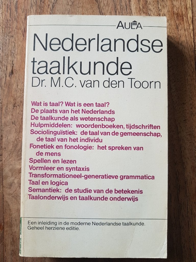 Nederlandse taalkunde - Dr. M.C. van den Toorn (1987), Dr. M.C. van den Toorn, Zo goed als nieuw, Alpha, HBO