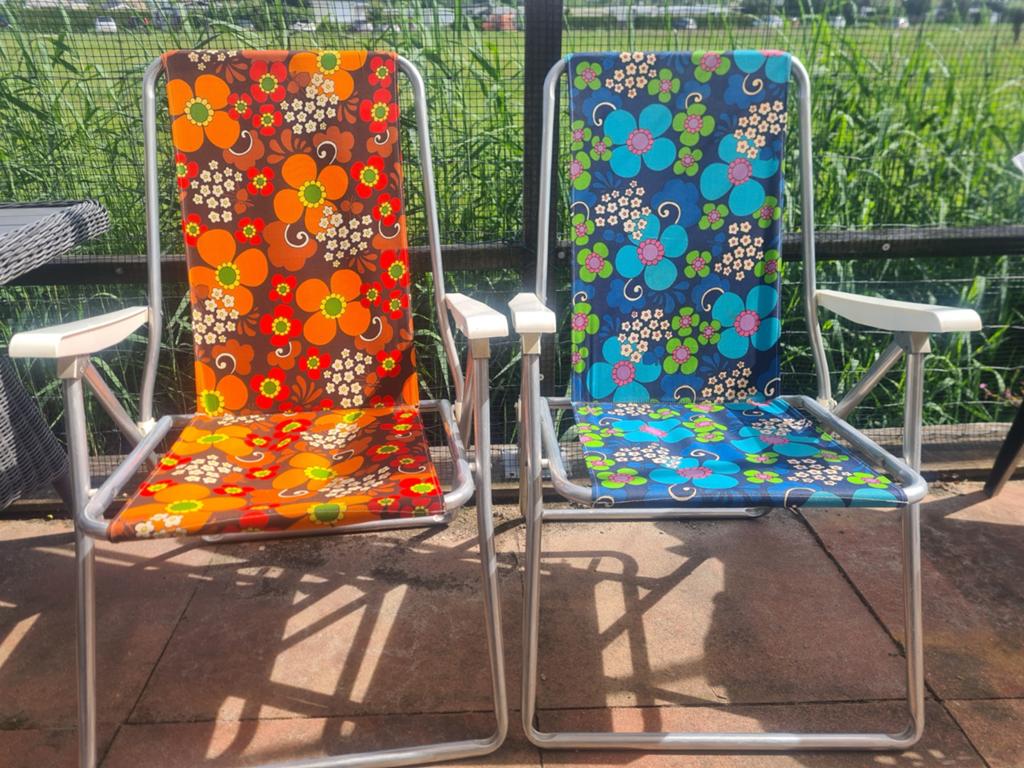 Vintage retro campingstoelen - Set van 2, Tuin en Terras, Gebruikt, Aluminium, Stoel, Tuinset