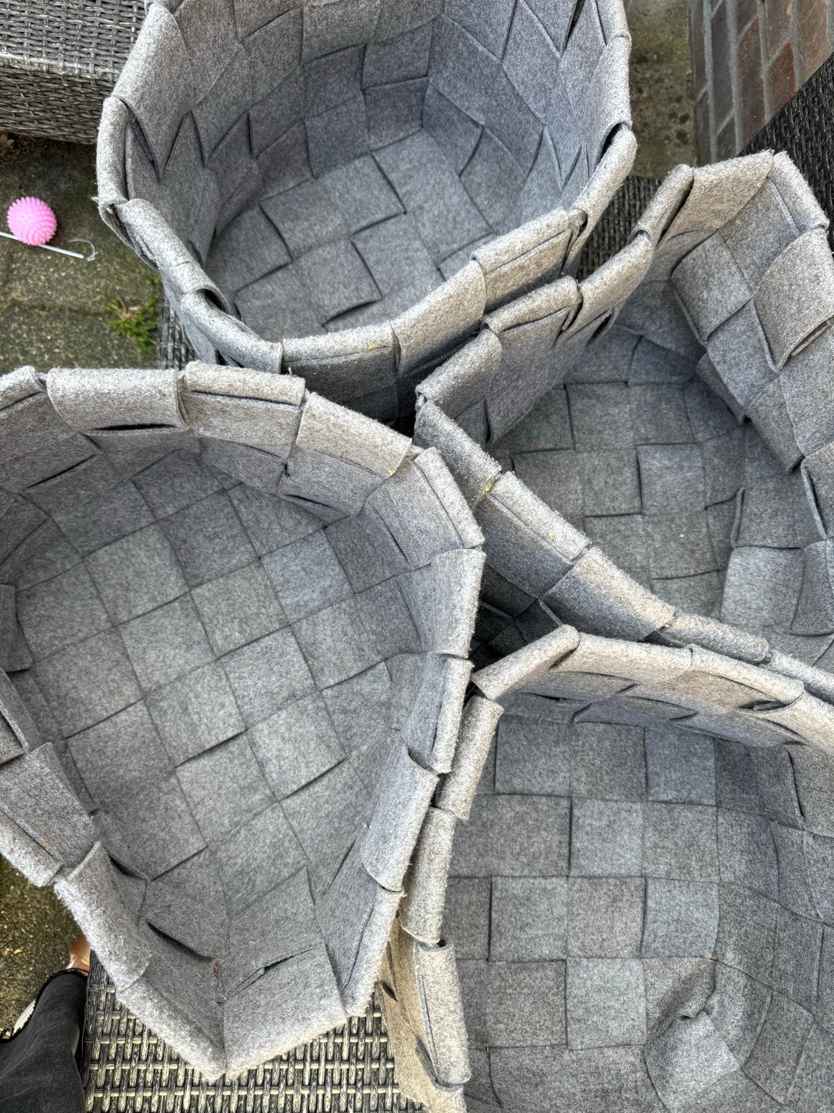 4 grijze vilten opberg  bakken manden voor vakkenkast (Ikea), Gevlochten, Mand, Textiel, Vierkant