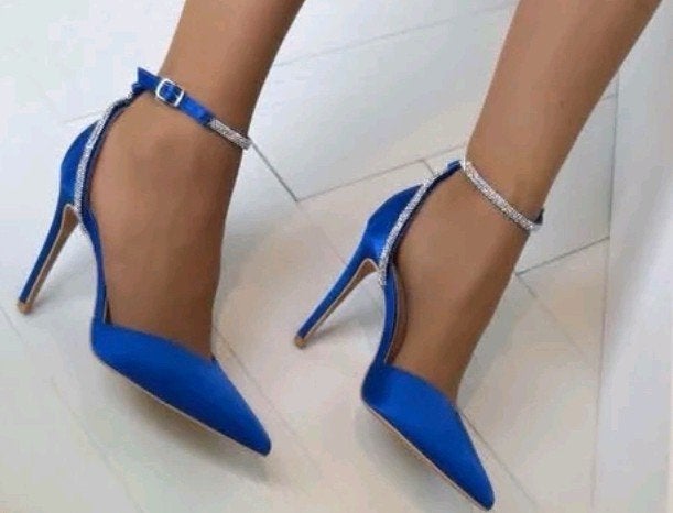 Nieuwe blauwe pumps met hak en enkelbandje - Maat 41, Ophalen, Nieuw, Blauw, Pumps