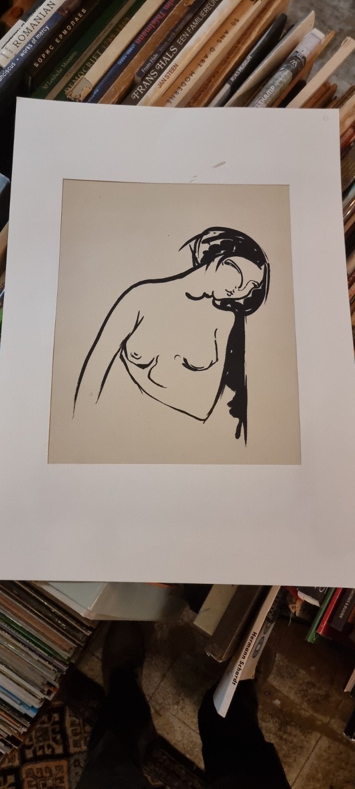 Gesigneerde Tekening M. Jonas - Naaktstudie (35x50cm), Ophalen of Verzenden, Tekening, Overige technieken, Gesigneerd