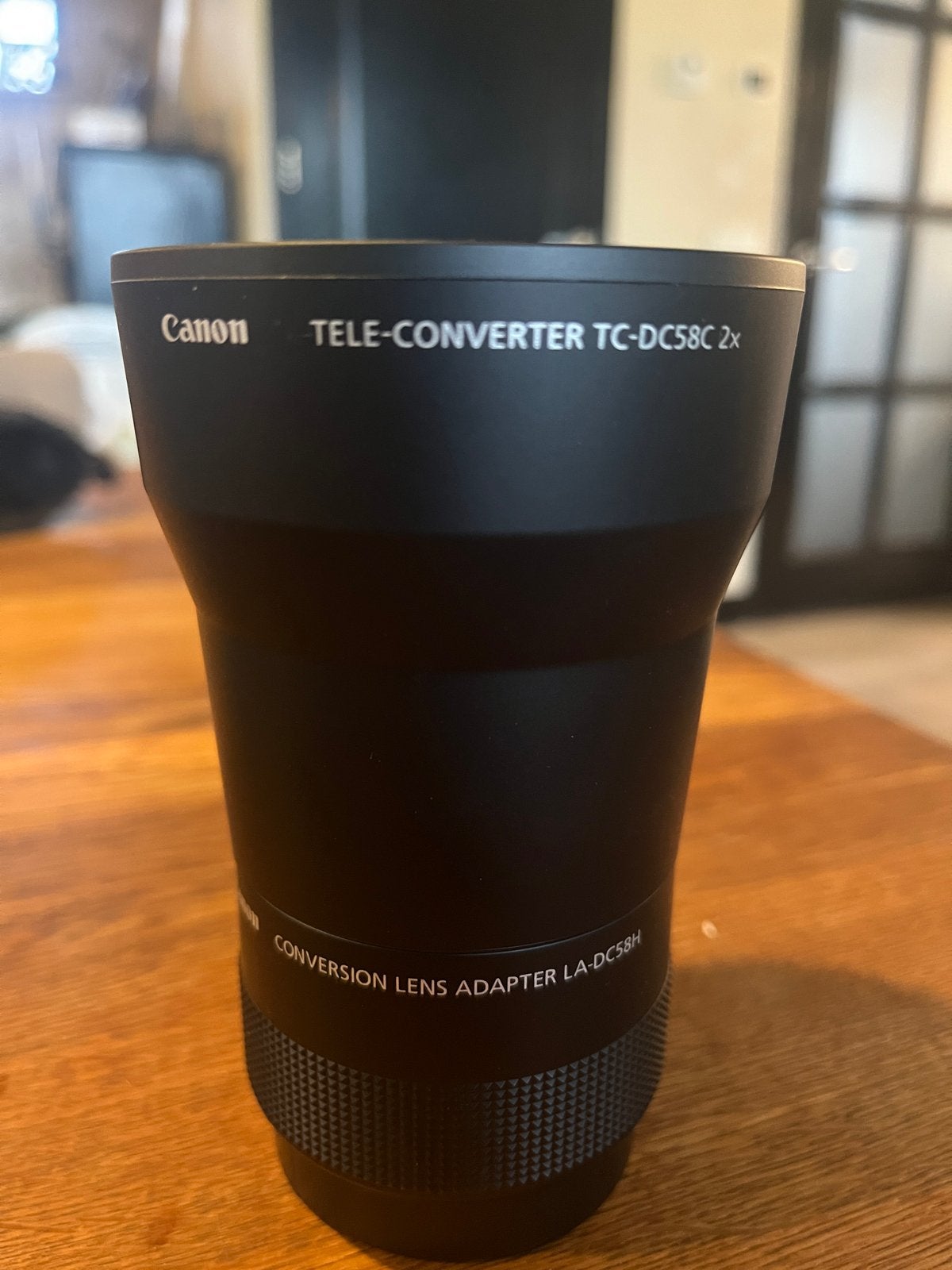 Canon Tele-Converter TC-DC58C 2x met LA-DC58H adapter, Ophalen of Verzenden, Zo goed als nieuw, Canon, Voorzetlens/converter