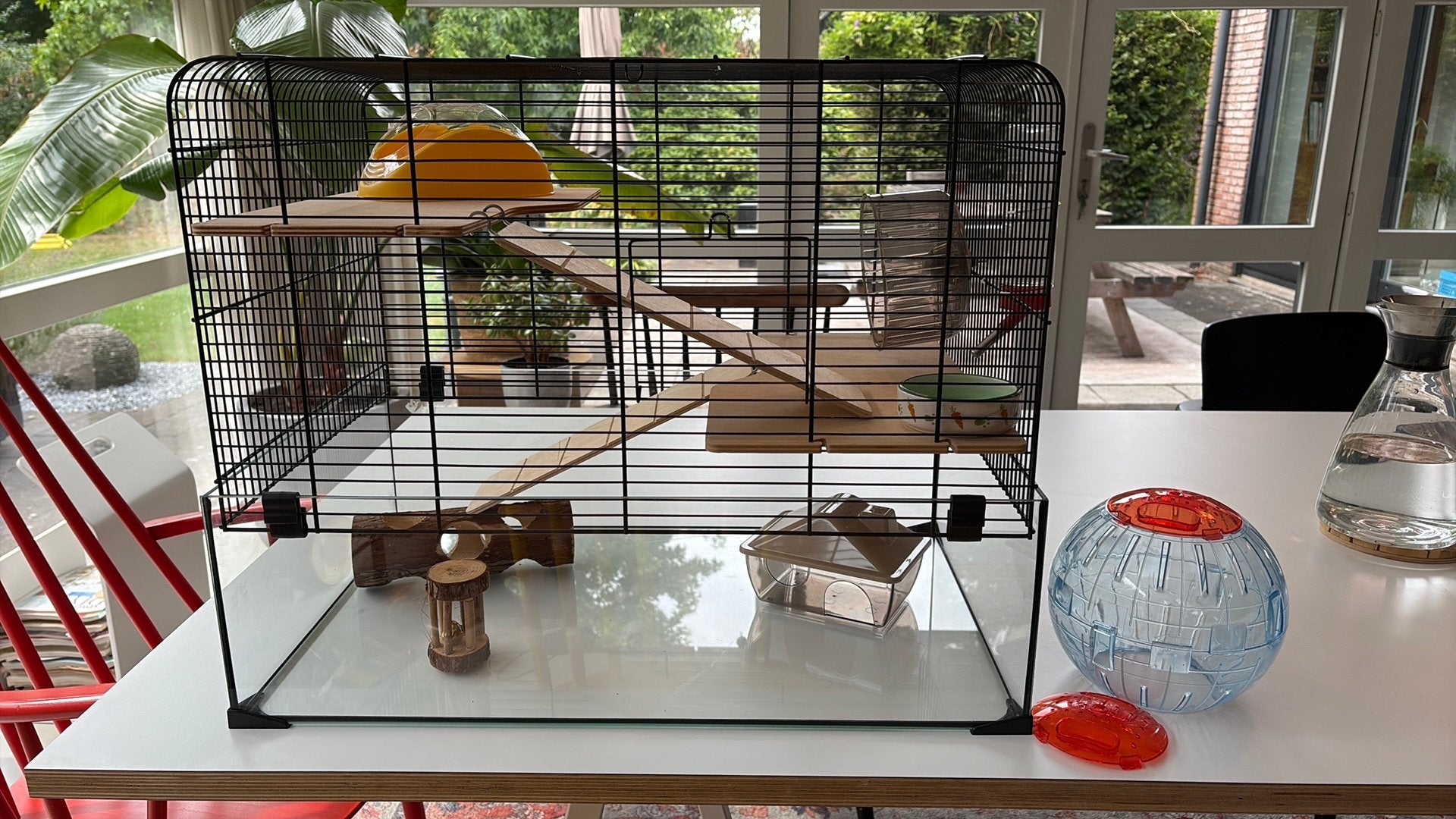 Hamsterkooi glas 47x59x38 (hxbxd) incl toebehoren, Dieren en Toebehoren, Knaagdieren en Konijnen | Hokken en Kooien, Kooi, Minder dan 75 cm