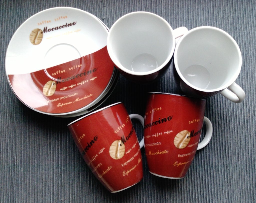 4 Koffiekopjes en schoteltjes ( Conte del Re ), Nieuw, Ophalen of Verzenden, Overige stijlen, Kop(pen) en/of Schotel(s)