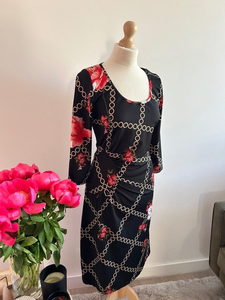 King Louie maat L prachtige retro rozen jurk 3251, Kleding | Dames, Maat 42/44 (L), Ophalen of Verzenden, Zo goed als nieuw, Knielengte