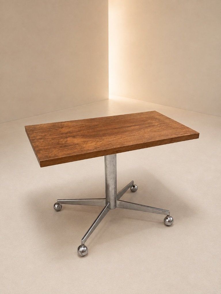 Vintage Space Age bijzettafel / side table, Ophalen of Verzenden, Ovaal, Minder dan 55 cm, 45 tot 60 cm