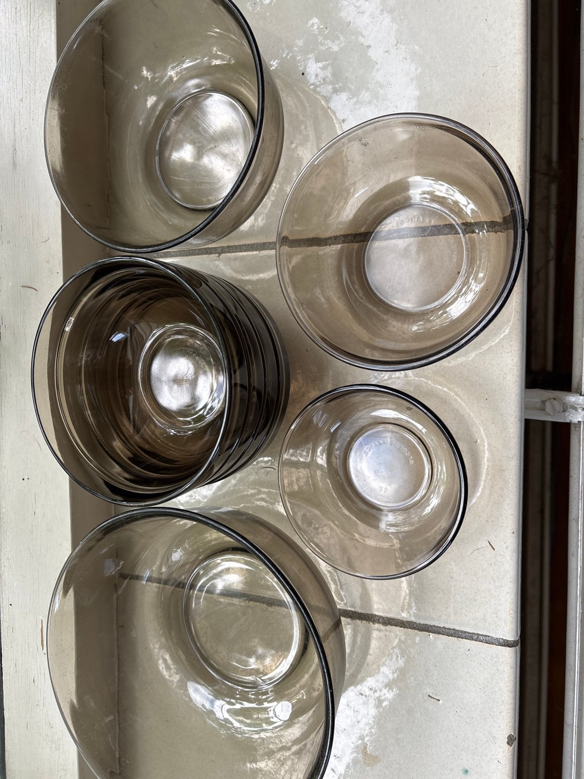 Vintage rookglazen schalen set, Ophalen
