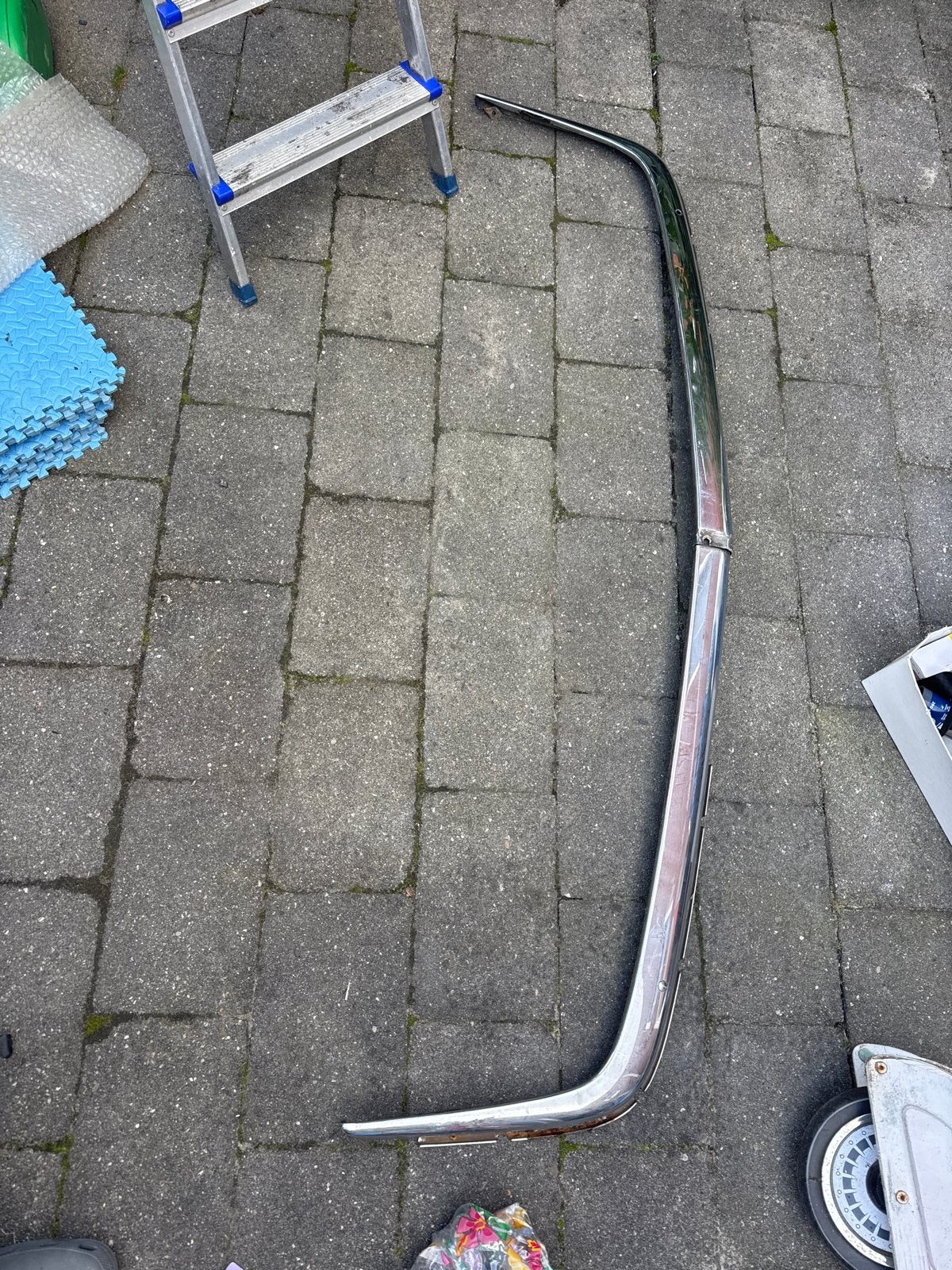 Gebruikte Chromen voorBumperdelen voor mercedes sl w107/r107, Ophalen of Verzenden, Gebruikt, Oldtimer onderdelen, Bumper