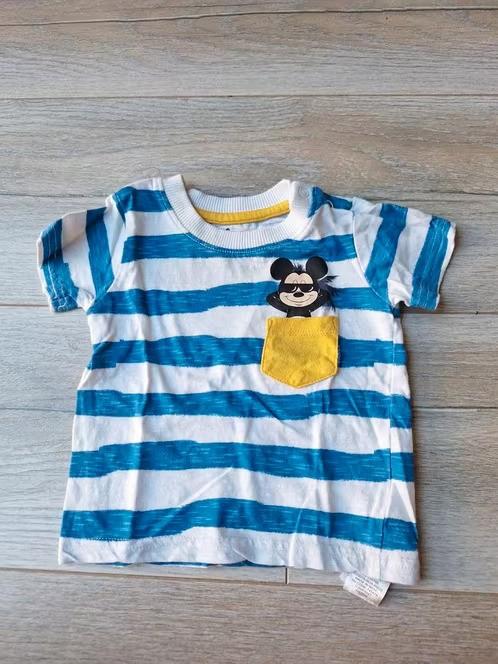 Wit blauw gestreept Mickey tshirt maat 68 h3, Jongetje of Meisje, Onbekend, Ophalen of Verzenden, Zo goed als nieuw