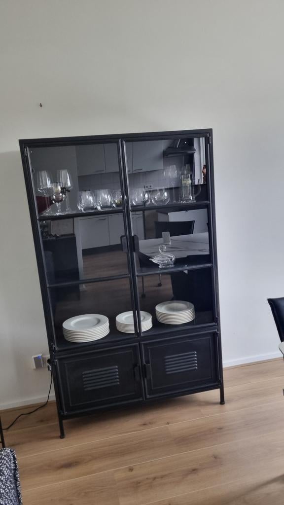 Zwart metalen servieskast, Ophalen of Verzenden, 25 tot 50 cm, 50 tot 100 cm