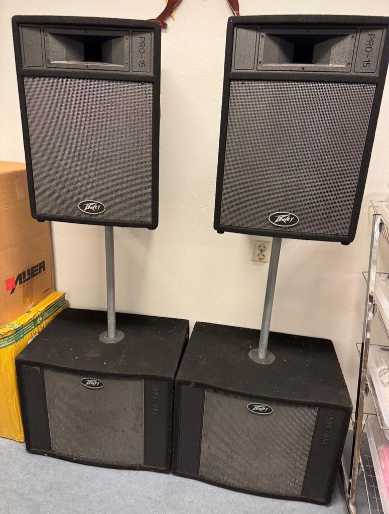 Peavey PRO-15 PA Luidsprekerset met PRO-SUB Subwoofers, Gebruikt, Overige typen, 120 watt of meer, Ophalen