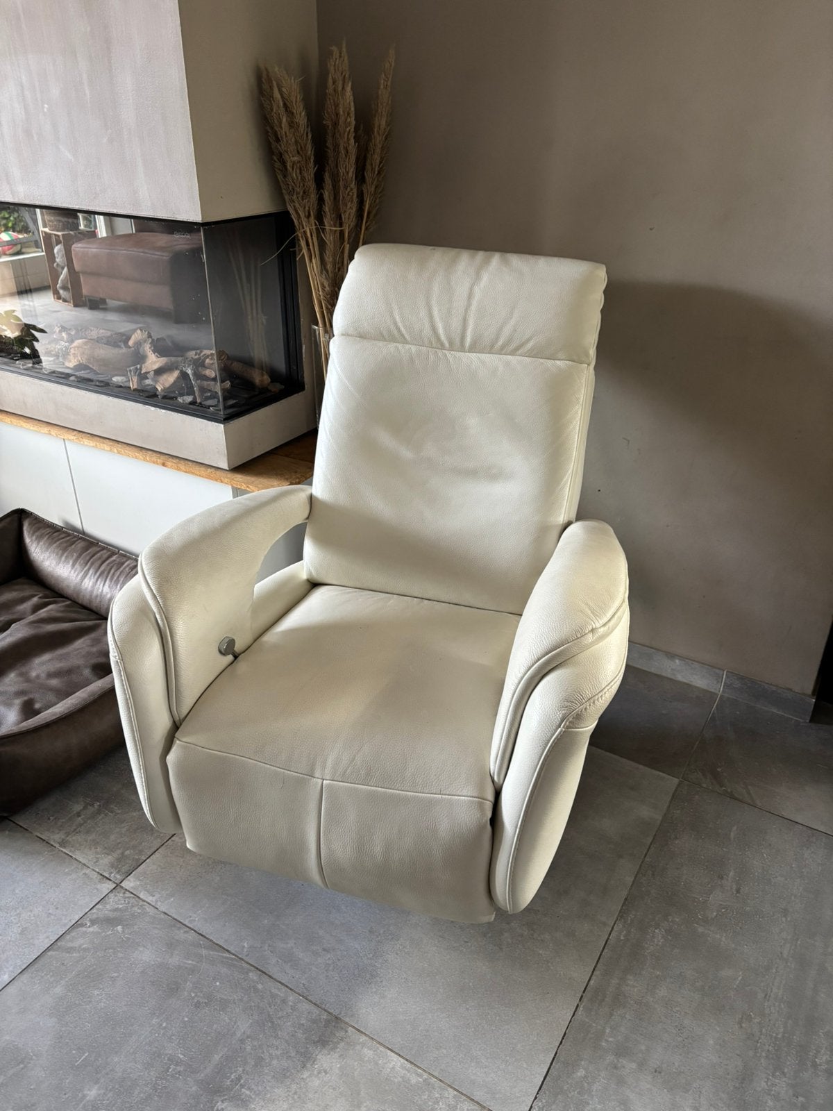 Lederen relax fauteuil, Huis en Inrichting, Ophalen, Zo goed als nieuw, 75 tot 100 cm, 50 tot 75 cm