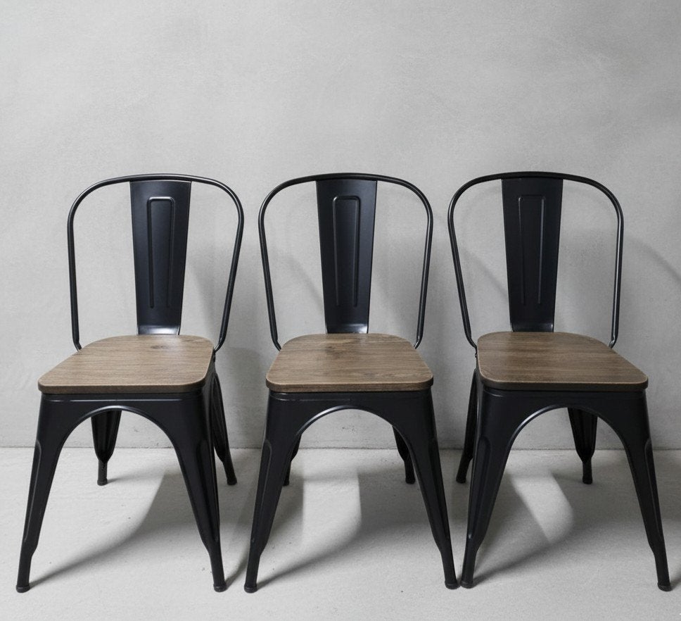 61 x industriële cafestoelen cafe horeca bistro stoelen hout, Zwart, Ophalen of Verzenden, Zo goed als nieuw, Vijf, Zes of meer stoelen