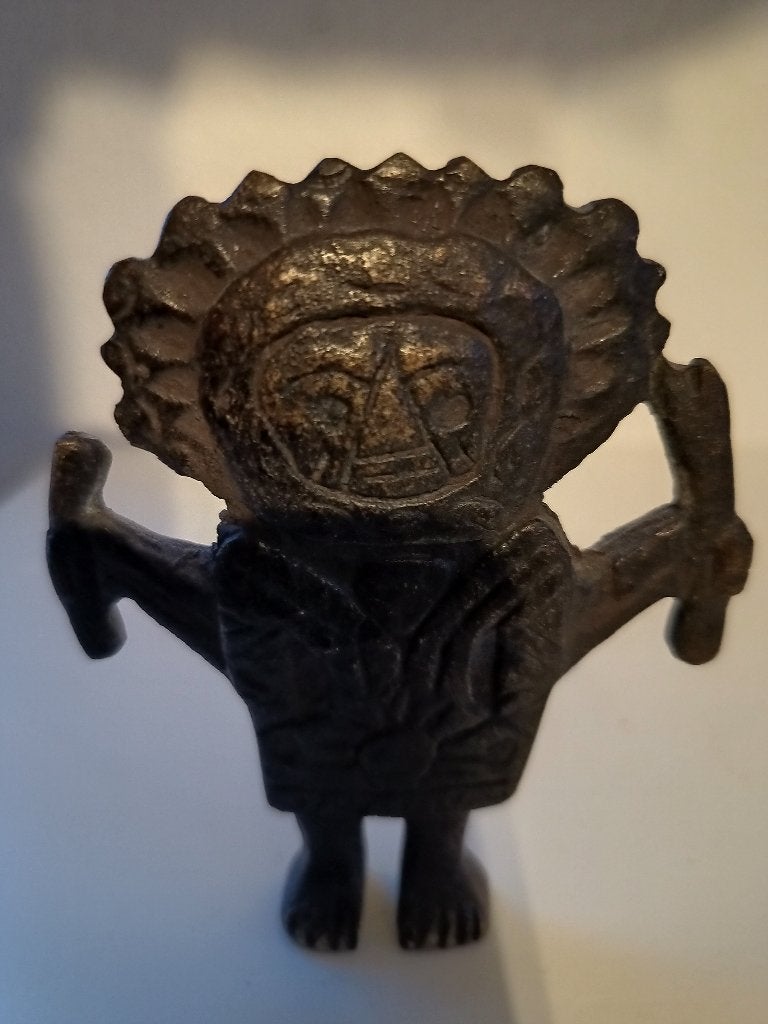 Koperen vruchtbaarheidsbeeldje in Inca-stijl, Bruin, Ophalen of Verzenden, 9 cm, Metaal