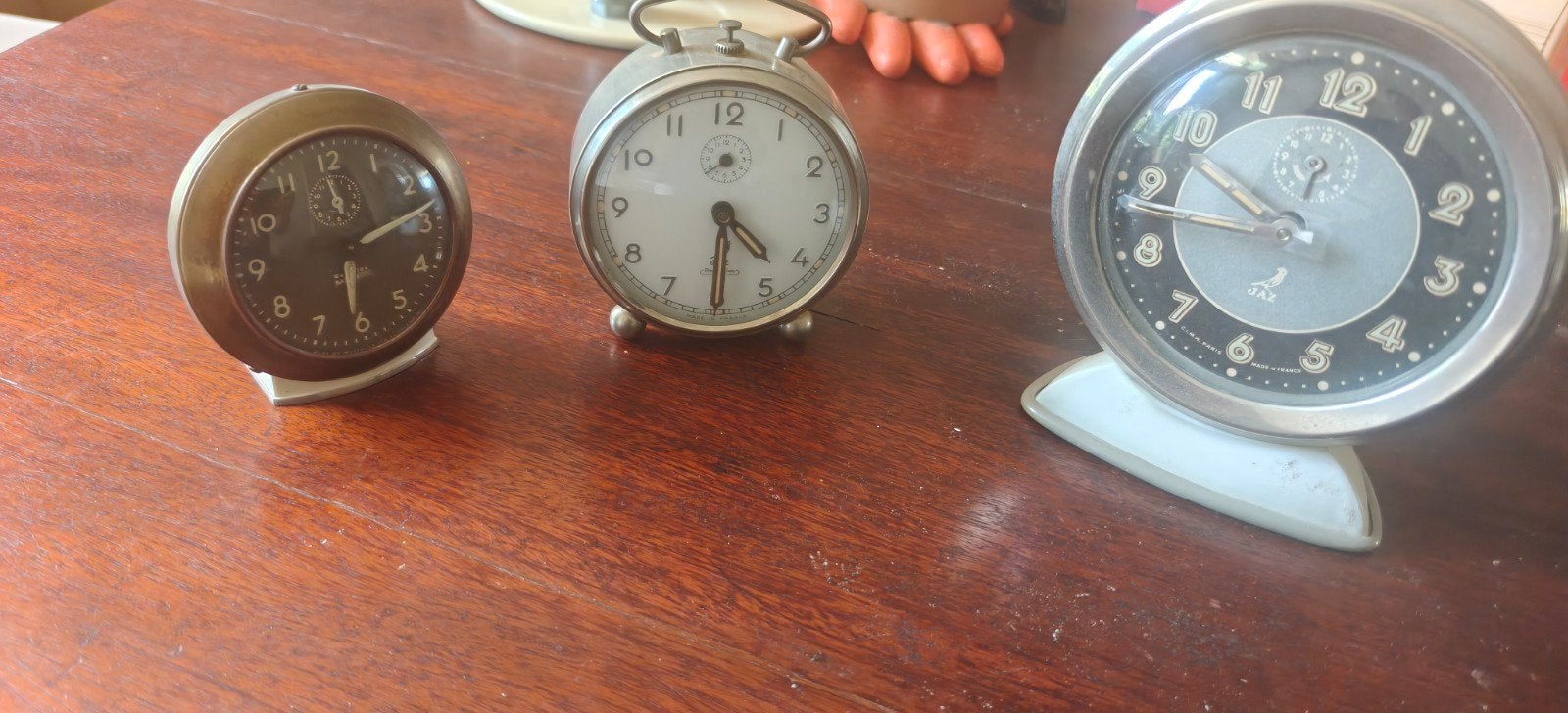 Set van 3 Vintage Wekkers – Jaz & Westclox Baby Ben, Antiek en Kunst, Antiek | Klokken, Ophalen of Verzenden