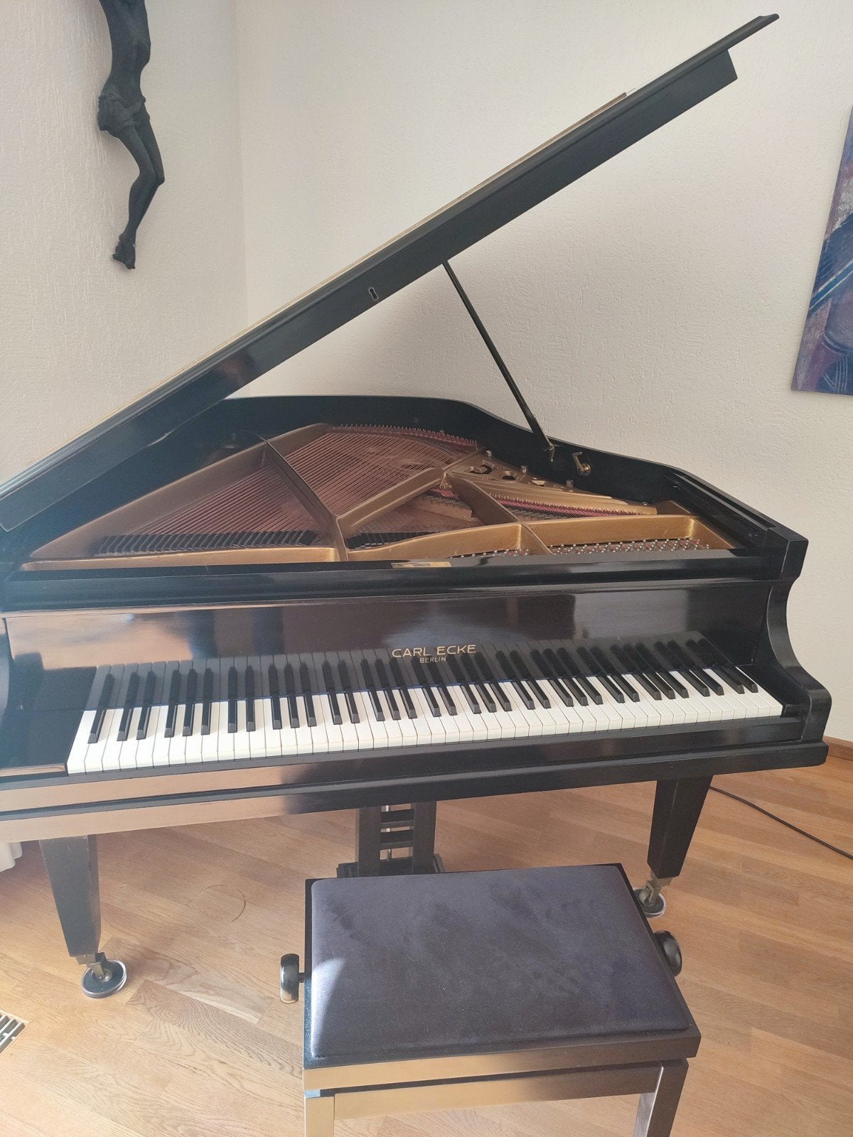 Carl Ecke Vleugel - Zwart Hoogglans, Muziek en Instrumenten, Piano's, Zo goed als nieuw, Vleugel, Zwart, Hoogglans, Ophalen of Verzenden