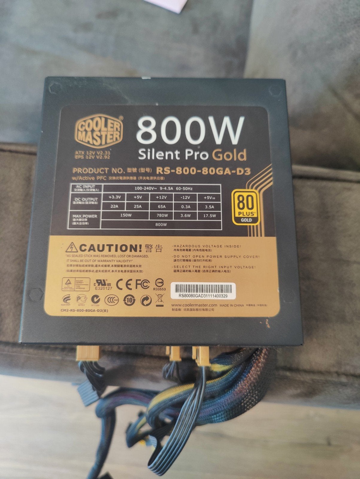 Cooler Master Silent Pro Gold 800W Voeding, Computers en Software, Interne voedingen, Ophalen of Verzenden, Gebruikt