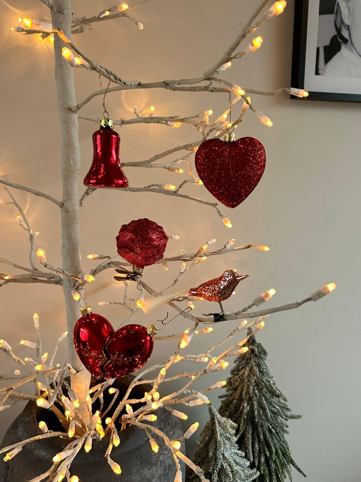 Mooie rode kerst ornamenten , roos , vogel etc, Ophalen of Verzenden, Zo goed als nieuw
