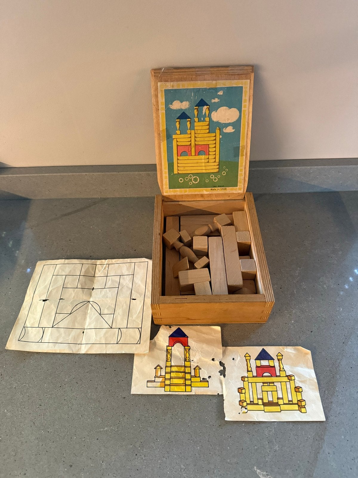Vintage Houten Bouwblokken - Made in USSR, Ophalen of Verzenden, Gebruikt, Overige merken