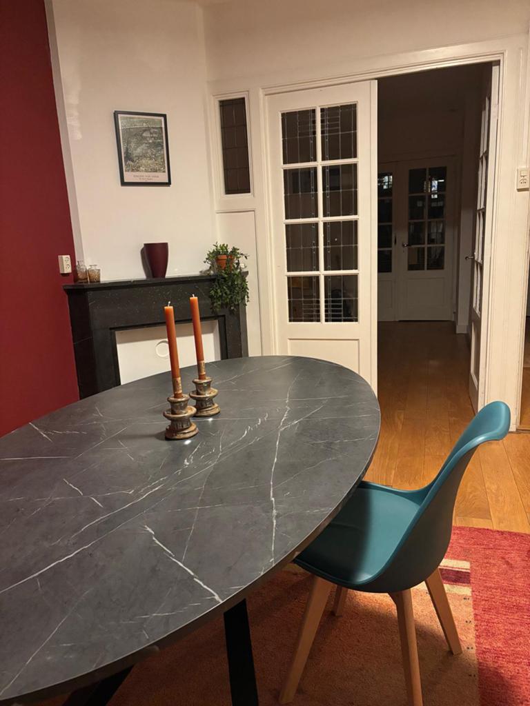 Supermooie Ovaal Eettafel Marmerlook, Huis en Inrichting, Tafels | Eettafels, Ophalen, 50 tot 100 cm, Zo goed als nieuw, 150 tot 200 cm
