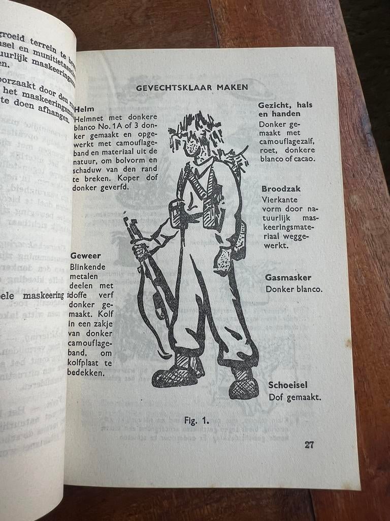 Nederlands KNIL KL voorschrift gevecht camouflage stelling, Verzamelen, Militaria | Tweede Wereldoorlog, Boek of Tijdschrift, Nederland